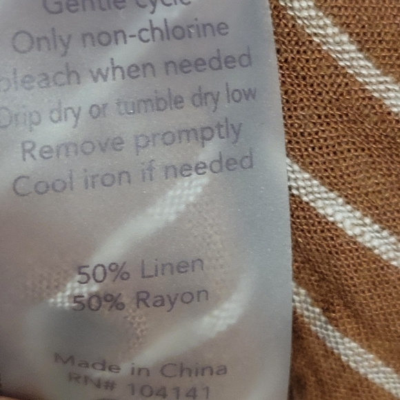 Calia Linen Blend Burnt Orange Striped Button Down Shirt - Picture 7 of 7